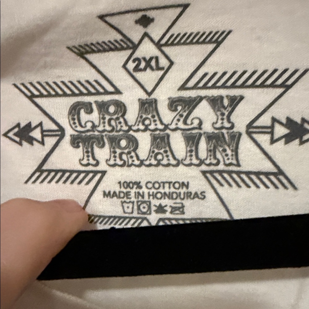 Crazy Train White Tee with Blue Graphic - Picture 2 of 3